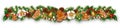 Christmas border decorations garland with fir branches, gingerbread cookies, golden bells, holly berries and cones. Design element Royalty Free Stock Photo