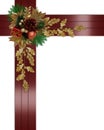 Christmas border elegant red ribbons Royalty Free Stock Photo