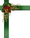 Christmas border elegant ribbons baubles Royalty Free Stock Photo