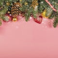 Christmas decorations background - top view, flat lay Royalty Free Stock Photo