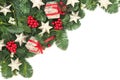 Christmas Border with Gift Boxes Flora & Baubles Royalty Free Stock Photo