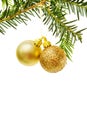 Christmas border with golden baubles Royalty Free Stock Photo