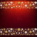 Christmas Border With Golden Christmas Toys And Stars Glitter Background