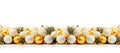 Christmas Border - holiday background - elegant decorations with gold and white balls on white, horizontal banner. Christmas xmas Royalty Free Stock Photo