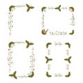 Christmas border with holly berry vector set Royalty Free Stock Photo