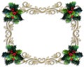 Christmas Border Holly gold frame