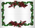 Christmas Border holly and ribbons Royalty Free Stock Photo