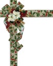 Christmas Border holly ribbons and flowers Royalty Free Stock Photo