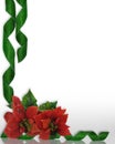 Christmas border Poinsettias and ribbons Royalty Free Stock Photo
