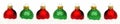 Christmas border of red and green baubles in snow isolated Royalty Free Stock Photo