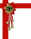Christmas border red ribbons Royalty Free Stock Photo