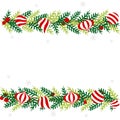 Christmas border with red and white ornament Royalty Free Stock Photo