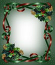 Christmas Border Ribbons and Holly Royalty Free Stock Photo