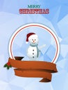 Christmas border with snowman and banner