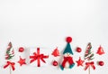 Christmas border with snowman, lollipops and Christmas decorations Royalty Free Stock Photo