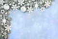 Christmas Border with Stars Baubles Fir and Snow Royalty Free Stock Photo