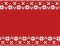 Christmas border with traditional geometric ornament on red background. Merry Christmas wrapping paper. Fair isle style Royalty Free Stock Photo