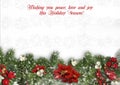 Christmas border on white background with holly,firtree,vÃÂ­scum. Royalty Free Stock Photo