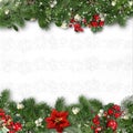 Christmas border on white background with holly,firtree,vÃÂ­scum. Royalty Free Stock Photo