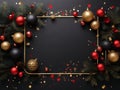 Christmas and new year border on wooden background Illustration Generative AI AI generated. Royalty Free Stock Photo