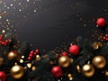 Christmas and new year border on wooden background Illustration Generative AI AI generated. Royalty Free Stock Photo