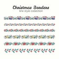 Christmas Borders. Set of Christmas Seamless Ribbons. Royalty Free Stock Photo