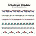 Christmas Borders. Set of Christmas Seamless Ribbons. Royalty Free Stock Photo