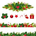 Christmas Borders Set With Xmas Garland Royalty Free Stock Photo