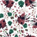 Christmas botanical watercolor pattern