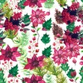 Christmas botanical watercolor pattern