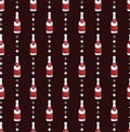 Christmas bottle of shampagne pattern. Silver red christmas vector illustration