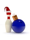 Christmas bowling 3d concept on white Royalty Free Stock Photo