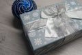 Christmas box with snowflakes and aChristmas ball