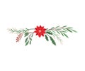 Christmas Branch Composition with Mistletoe Twig and Christmas Flower Vector Illustrated Element