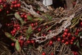 Christmas branches with red berries Royalty Free Stock Photo