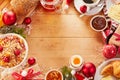 Christmas breakfast food frame with copy space Royalty Free Stock Photo