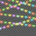 Christmas bright lights, set of color Xmas garlands, festive decorations