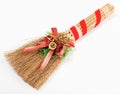 Christmas broom decorations isolated on white Royalty Free Stock Photo