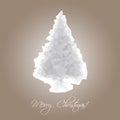 Christmas brown Postcard with white Christams Tree Polygonal. Royalty Free Stock Photo