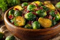Christmas Brussels sprouts with bacon vegetable side Royalty Free Stock Photo