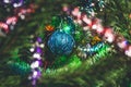 Christmas bubble and christmas tree to celebrate new year. Royalty Free Stock Photo