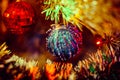 Christmas bubble and christmas tree to celebrate new year. Royalty Free Stock Photo