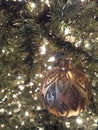 Christmas bulb on a lighted tree