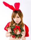 Christmas bunny girl japanese style Royalty Free Stock Photo