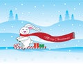 Christmas bunny skiing Royalty Free Stock Photo