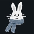 Christmas bunny sticker in a scarf