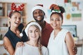 Christmas, business people portrait and office celebration, team party and collaboration for happy holidays after Royalty Free Stock Photo