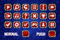 Christmas Buttons for Web and 2D Games UI. Normal and Push square button. Royalty Free Stock Photo