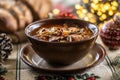 Christmas cabbage soup, a traditional Eastern European Christmas dish Royalty Free Stock Photo