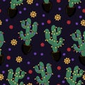 Christmas cacti. New Year seamless pattern. eps 10